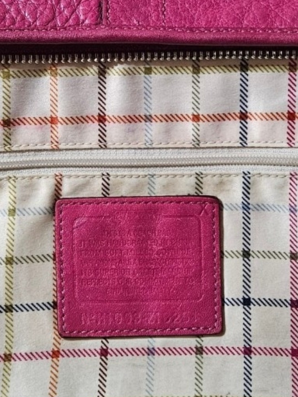 Coach ERGO TATTERSAL Fushia Pebbled Leather Shoulder Bag W/Scarf & Charm - Picture 13 of 14